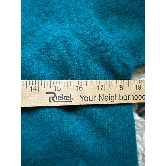 Vintage Lauren Cole Teal Wool angora Cardigan jacket knit blazer gold buttons P - Picture 8 of 15